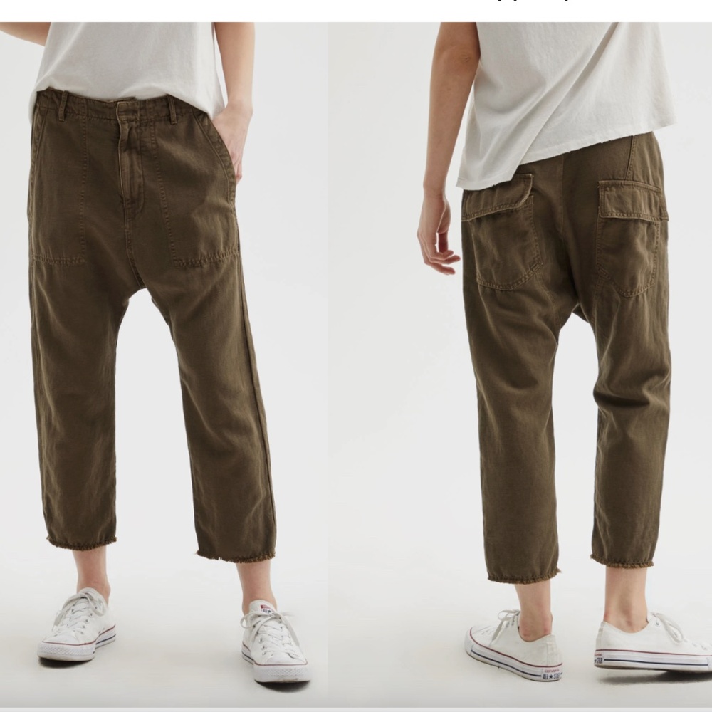 Nili Lotan Cotton Linen Luna Pant Size 6 in Brown